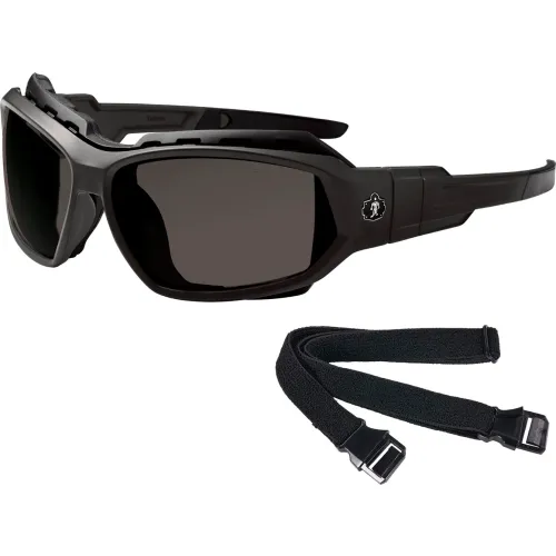 Ergodyne® Skullerz® LOKI-AFAS Safety Spoggles w/ Strap, Smoke Lens, Matte Black Frame