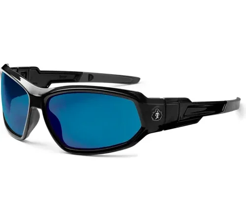 Ergodyne® Skullerz® Loki Safety Glasses/Goggles, Blue Mirror Lens, Black Frame - Pkg Qty 12