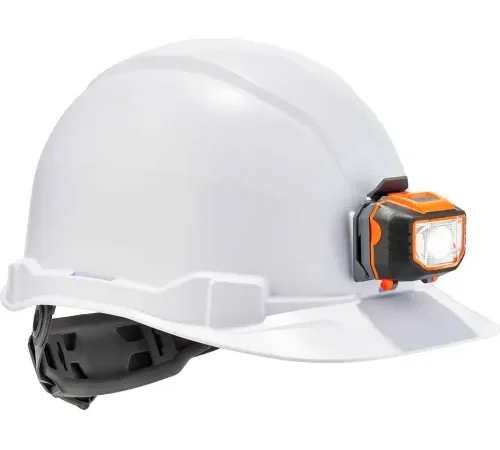 Ergodyne Skullerz® 8970LED Hard Hat Cap Style, Ratchet Suspension, LED Light, Class E, White