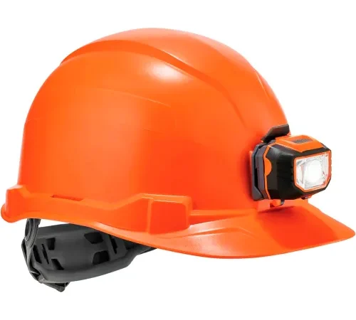 Ergodyne Skullerz® 8970LED Hard Hat Cap Style, Ratchet Suspension, LED Light, Class E, Orange