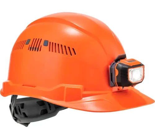Ergodyne Skullerz® 8972LED Hard Hat Cap Style, Ratchet Susp, Vented, LED Light, Class C, Orange