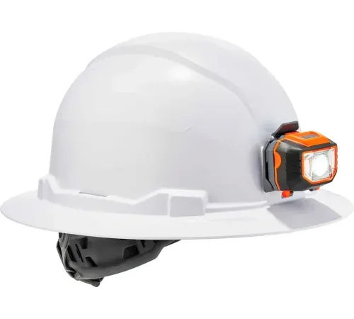 Ergodyne Skullerz® 8971LED Hard Hat, Full Brim, Ratchet Suspension, LED Light, Class E, White