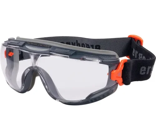 Ergodyne® ARKYN-FAB Clear Lens Safety Goggles w/ Elastic Strap, Anti-Scratch & Anti-Fog, Gray