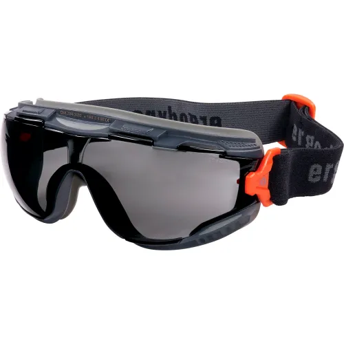 Ergodyne® ARKYN-FAB Smoke Lens Safety Goggles w/ Elastic Strap, Anti-Scratch & Anti-Fog, Gray