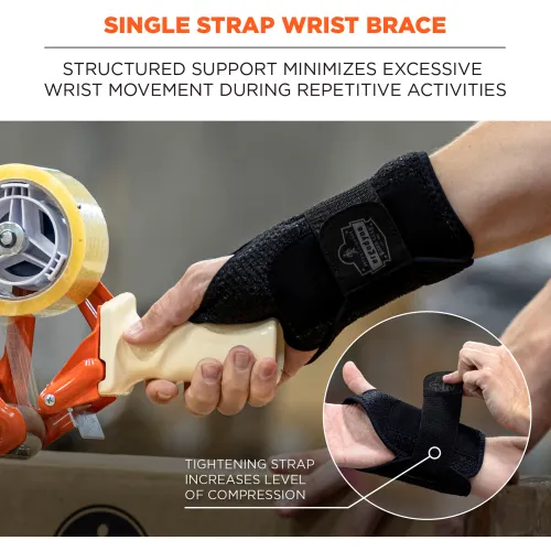 Ergodyne® ProFlex® 4005 Single Strap Wrist Brace Support, Left, S, Black - Image 2