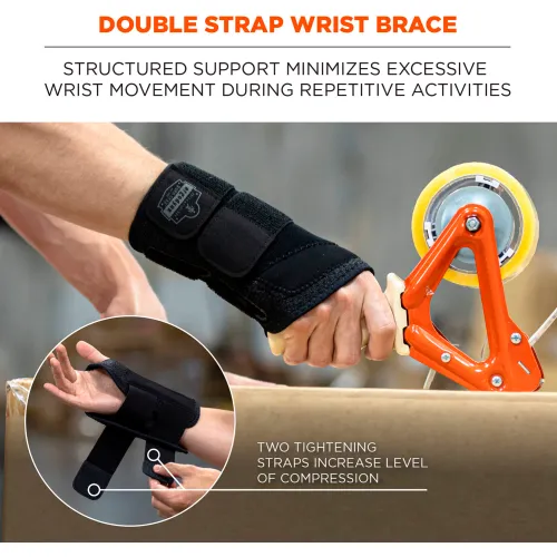 Ergodyne® ProFlex® 4015 Double Strap Wrist Brace Support, Left, XL, Black - Image 2