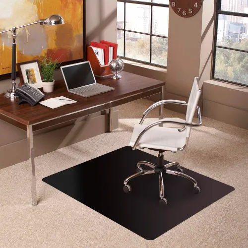ES Robbins® Chair Mat for Carpet - Low Pile - 36" x 48" Rectangle - Black - Straight Edge - Image 2