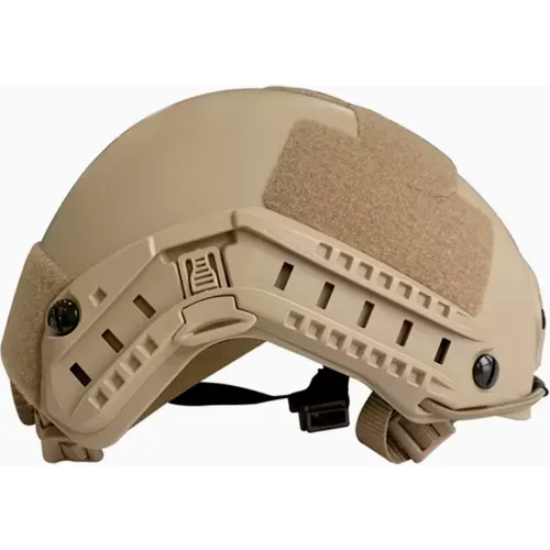 EDI-USA High Cut Ballistic Helmet with Side Rails & NVG, Level III-A Ballistic Resistance, Tan, L