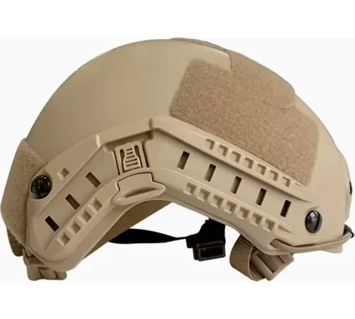 EDI-USA High Cut Ballistic Helmet with Side Rails & NVG, Level III-A Ballistic Resistance, Tan, XL