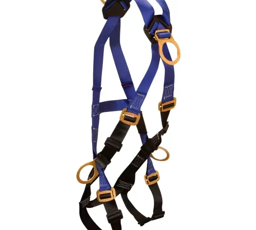 FallTech® 7019B Contractor Climbing Cross-over Harness, 4 D-rings, Size UniFit