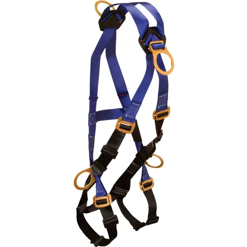 FallTech® 7019B Contractor Climbing Cross-over Harness, 4 D-rings, Size UniFit