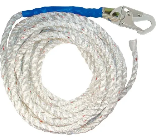 FallTech® 8150T 50' Vertical Lifeline, 5/8" Polyester Rope, with 1 Snap Hook and Taped-End