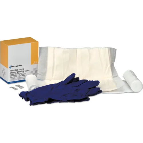 First Aid Only™ 4" x 4 Yards Trauma Dressing with Nitrile Gloves For SmartCompliance Cabinets