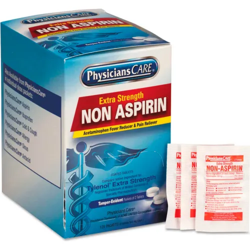 PhysiciansCare® Pain Relievers XStrength Non-Aspirin Acetaminophen, 2 Tablets/Packet,125 Pk/Box