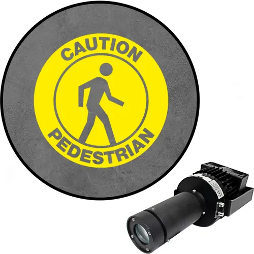 Visual Workplace® Virtual LED Projector, Safety Sign Max (W), Caution Pedestrian, 100W, Yellow