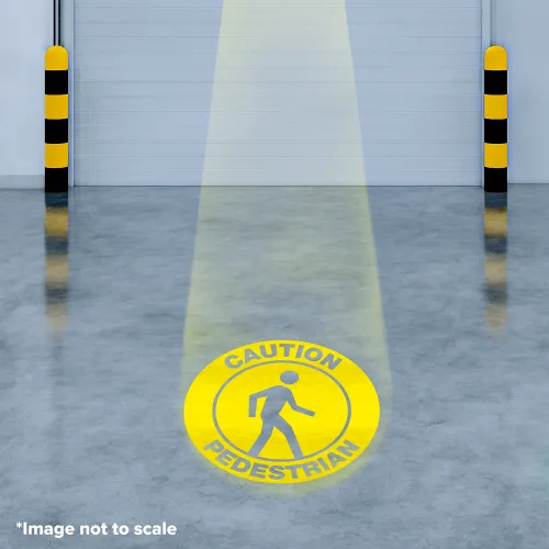 Visual Workplace® Virtual LED Projector, Safety Sign Max (W), Caution Pedestrian, 100W, Yellow - Image 2