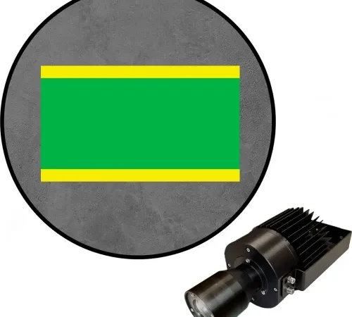 Visual Workplace® Virtual LED Projector, Safety Walkway (W) EX, Green Solid w/Yellow Lines, 50W
