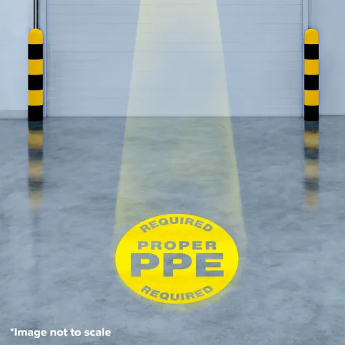 Visual Workplace® Virtual LED Projector, Safety Sign (W) EX, Proper PPE Required, 50W, Yellow - Image 2