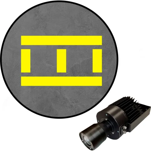 Visual Workplace® Virtual LED Projector, Safety Walkway (W) EXT, Stripes w/ Lines, 50W, Yellow