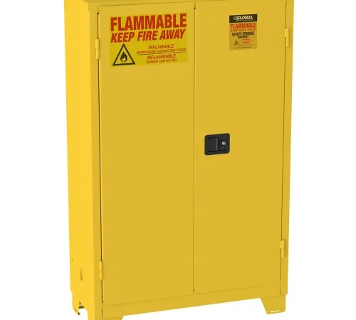 Global Industrial™ Flammable Cabinet W/Legs, Manual Close Double Door, 60 Gal., 34"Wx34"Dx69"H