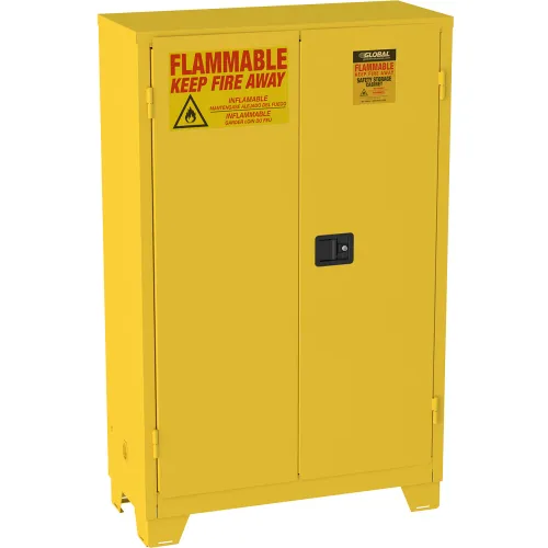 Global Industrial™ Flammable Cabinet W/Legs, Manual Close Double Door, 60 Gal., 34"Wx34"Dx69"H