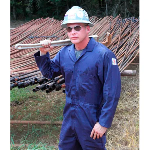 Stanco Full Featured Coverall, 7.5 oz. 100% FR Cotton, Navy Blue, FRC681NB-L - Image 2
