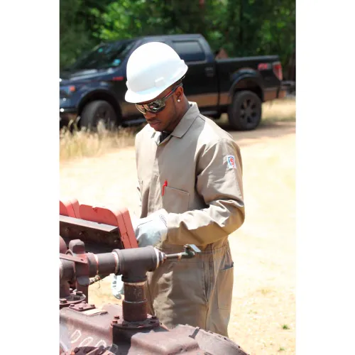 Stanco Full Featured Coverall, 7.5 oz. 100% FR Cotton, Tan/Khaki, FRC681TN-2XL - Image 2