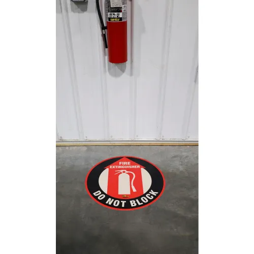 Mighty Line® 16" Round Floor Sign, Fire Extinguisher Do Not Block - Image 2