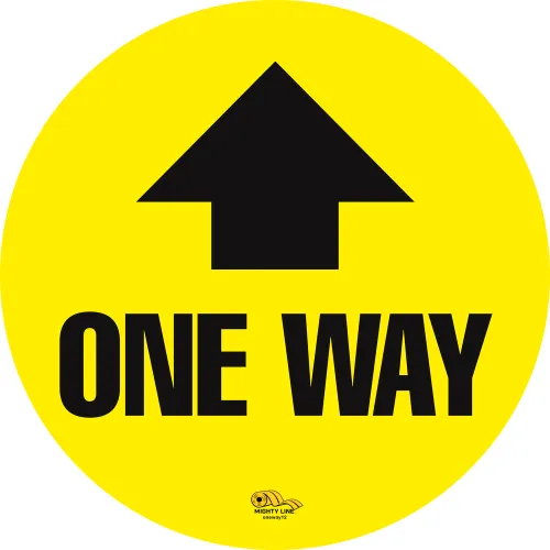 Mighty Line® 12" Circle Floor Sign, One Way, Yellow