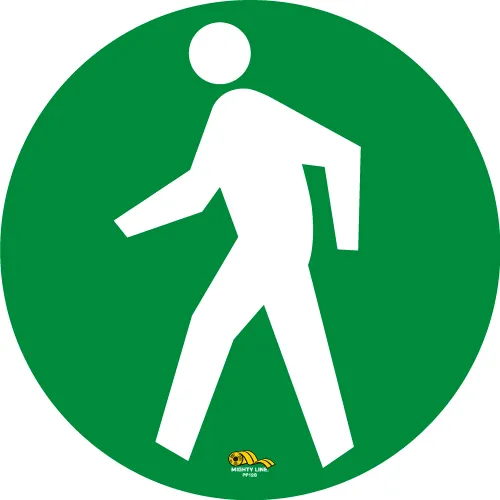 Mighty Line® 12" Round Floor Marking Sign, Pedestrian Walking No Text, Green