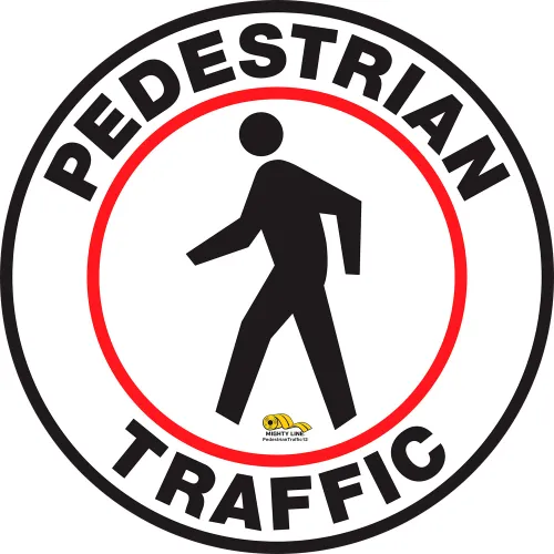 Mighty Line® 12" Circle Floor Marking Sign, Pedestrian Traffic