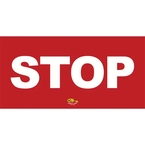 Mighty Line® 18" x 36" Rectangle Peel & Stick Floor Sign, Stop, Red