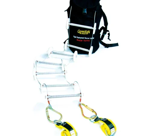 Guardian 20' Rapid Deployment Rescue Ladder, 3' Premium Cross Arm Straps, Pompier Hooks, Bag