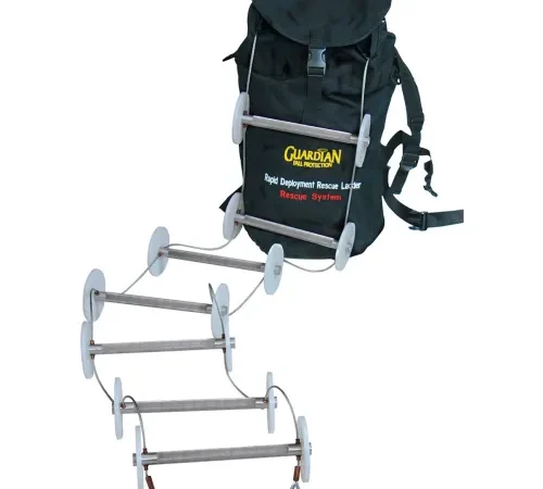 Guardian 12' Rapid Deployment Rescue Ladder, Clear Zinc, OSHA, Aluminum/Steel/Polyester/Nylon