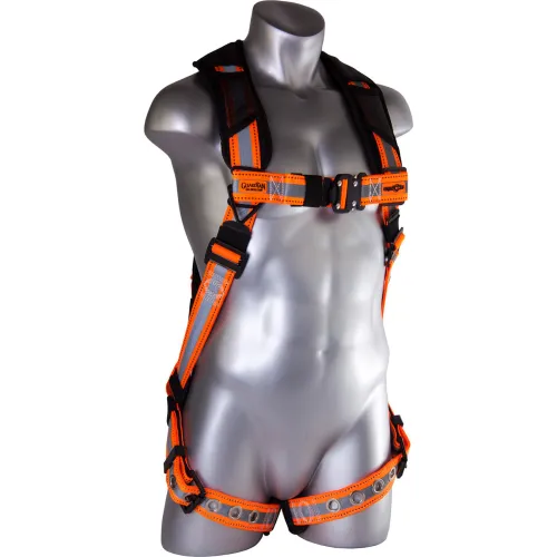 Guardian Cyclone Harness, Reflective Webbing, Quick Connect Chest, Tongue Buckle Legs, S, 130-332lbs