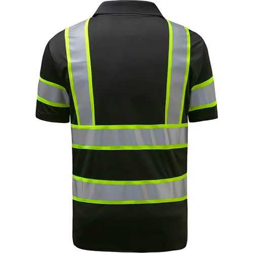 GSS Two Tone Short Sleeve Polo Shirt, Polyester, Black, 4XL - Image 2