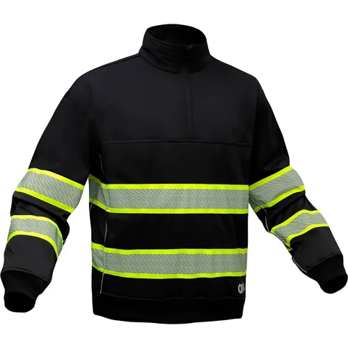 GSS Onyx Enhanced Visibility Job Shirt w/ 1/4" Zipper, Polyester Fleece, Black, XL - Image 2