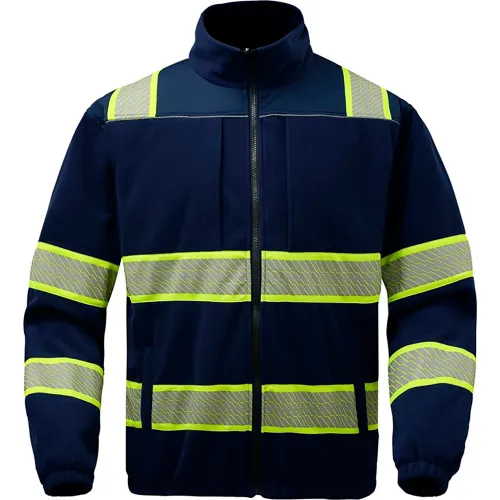 GSS Onyx Enhanced Visibility Full Zip Jacket, Polyester Fleece, Navy, 5XL