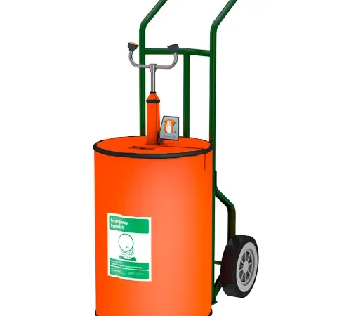 Guardian Equipment Portable Eyewash & Drench Hose Unit W/ Hand Truck, Heated, 15 Gal
