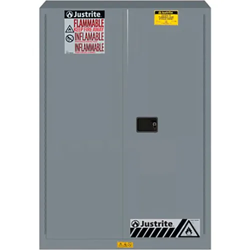 Justrite 45 Gallon 1 Sliding Door, Self-Close, Flammable Cabinet, 43"W x 18"D x 65"H, Gray