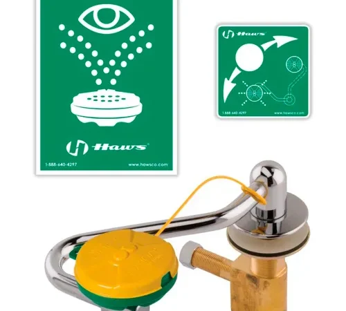 Haws® AXION® MSR, 7611, Single Action Swing-Away Eye/Face Wash-Mounted On L/R Side Of Sink