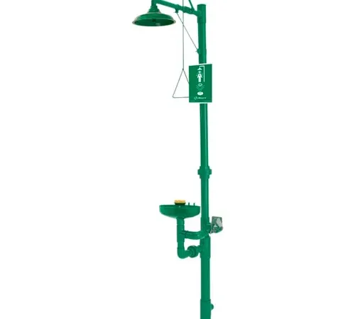 Haws® AXION®, 8336, MSR Corrosion-Resistant PVC Plastic Combo Drench Shower, Eye/Face Wash