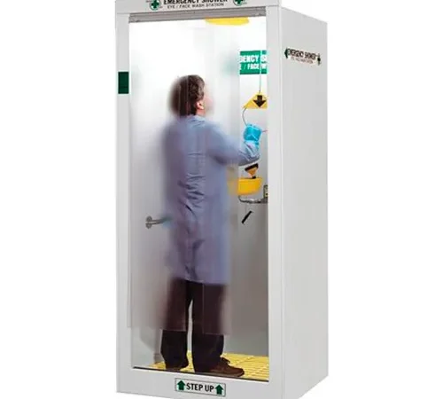 HEMCO® Emergency/Shower Decontamination Booth with Finished Side Panels, 40"W x 37"D x 93"H