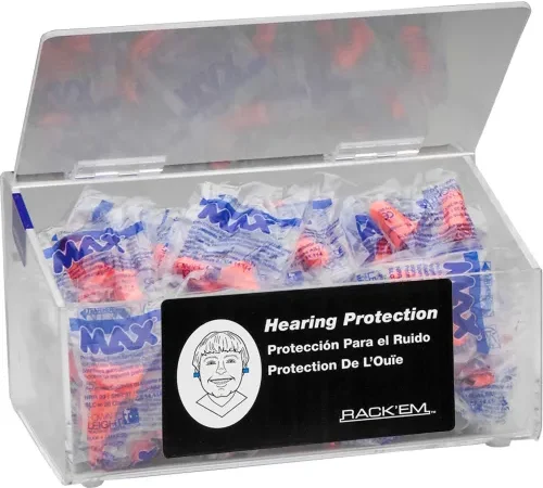 Horizon Mfg. 60 Pair Clear Plastic Foam Ear Plug Dispenser With Clear Lid, 5135, 9"L
