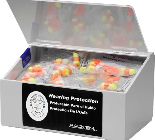 Horizon Mfg. 60 Pair Ear Plug Dispenser With Lid, Holds 10 Pair Safety Glasses, 5136-W, 6"L