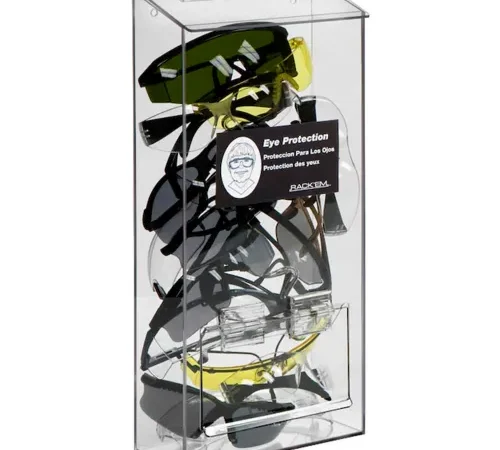 Horizon Mfg. 20 Pair Safety Glass Dispenser, 5145, Clear Acrylic With Lid and Door, 7-3/4"L