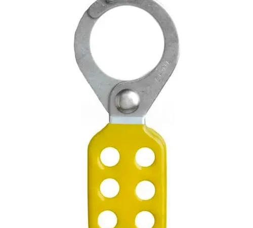 Horizon Mfg. Lockout Tagout Hasp, 5515, Interlocking Style, 1-1/2" Opening, Yellow - Pkg Qty 12