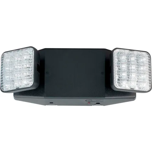 Compass Lighting CU2SQB LED Emergency Light, Square Heads, Black, NiCad Battery, Damp location