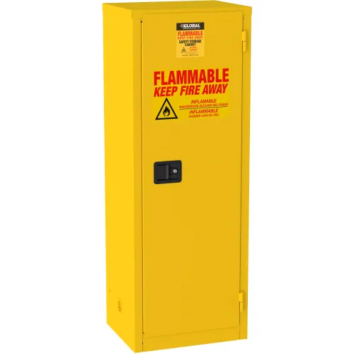 Global Industrial™ Flammable Cabinet, Manual Close Single Door, 24 Gallon, 23"Wx18"Dx65"H