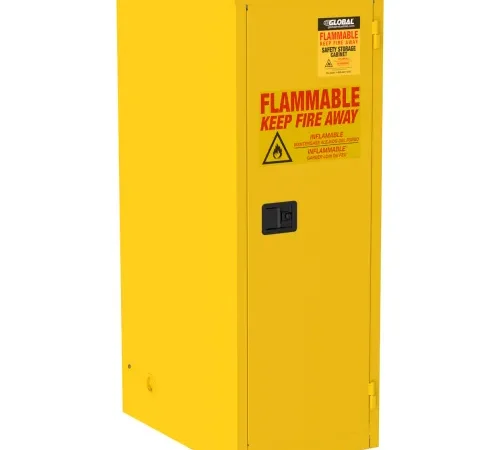 Global Industrial™ Flammable Cabinet, Manual Close Single Door, 60 Gallon, 23"Wx34"Dx65"H